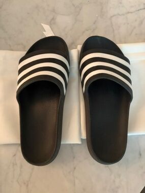 Adidas Rubber Pool Slides Sandals Triple stripe